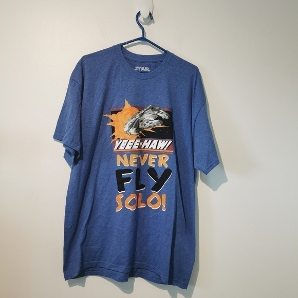 STAR Wars Xl Yes Haw Never Fly Solo Cotton Blend Shirt - Picture 1 of 4